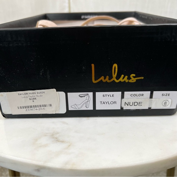 Lulu's Taylor Nude Suede Ankle Strap Heels Size 6 - Picture 10 of 10
